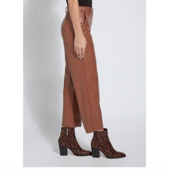 Like NEW!! Lyssé Veva Cropped Vegan Leather Pants Brown Size XS - Picture 7 of 16
